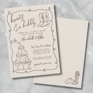 Handgezeichnete Cowgirl Country-Bridal-Shower Einladung