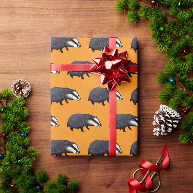 Handgezeichnete Dachs-Illustration Design Geschenkpapier (Feiertagsgeschenk)