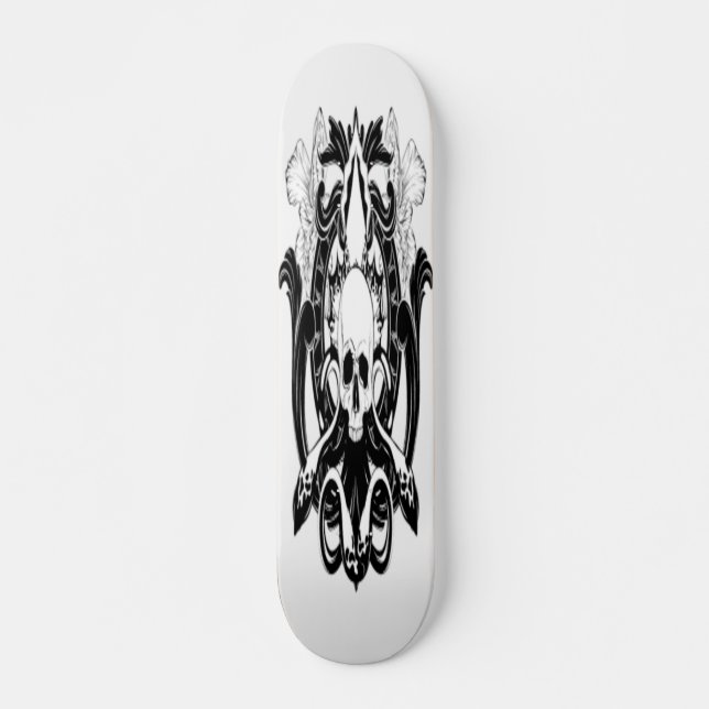 Handgezeichnete Darstellung des Schädels und des T Skateboard (Vorne)