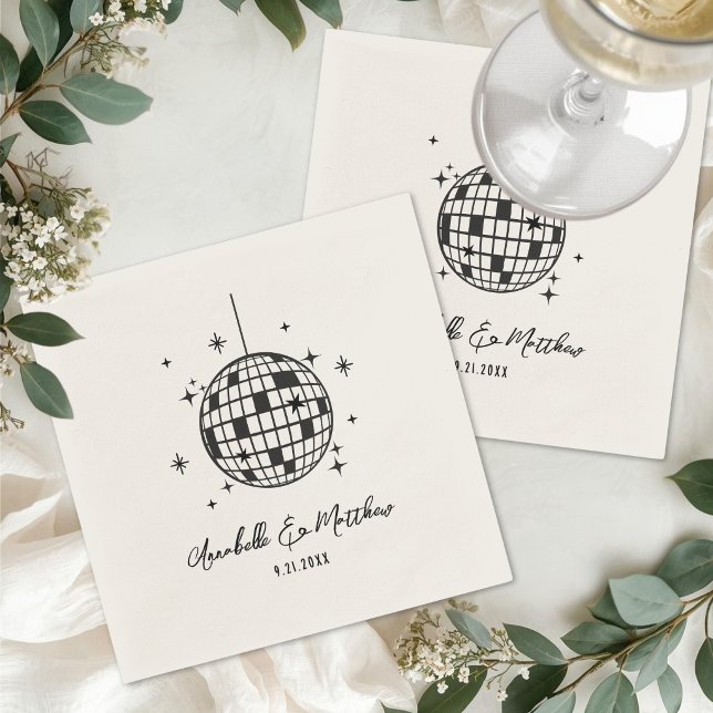 Handgezeichnete Disco Retro Hochzeit Serviette (Hand Drawn Disco Retro Wedding Napkins )