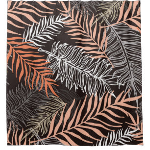 Handgezeichnete Doodle-Palm-Blätter Duschvorhang