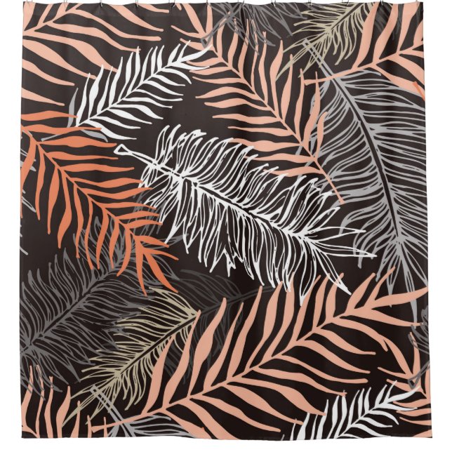Handgezeichnete Doodle-Palm-Blätter Duschvorhang (Vorderseite)