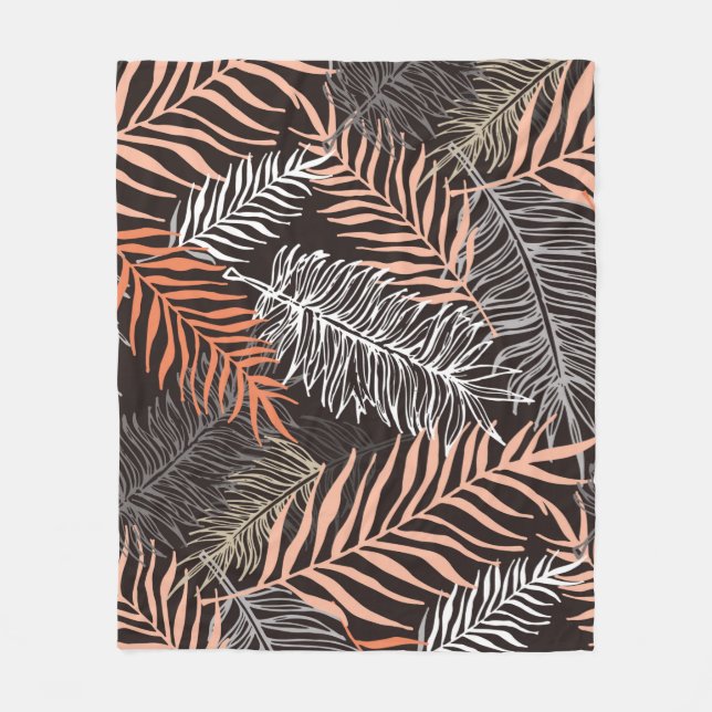 Handgezeichnete Doodle-Palm-Blätter Fleecedecke (Vorderseite)