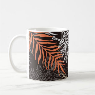Handgezeichnete Doodle-Palm-Blätter Kaffeetasse