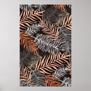 Handgezeichnete Doodle-Palm-Blätter Poster