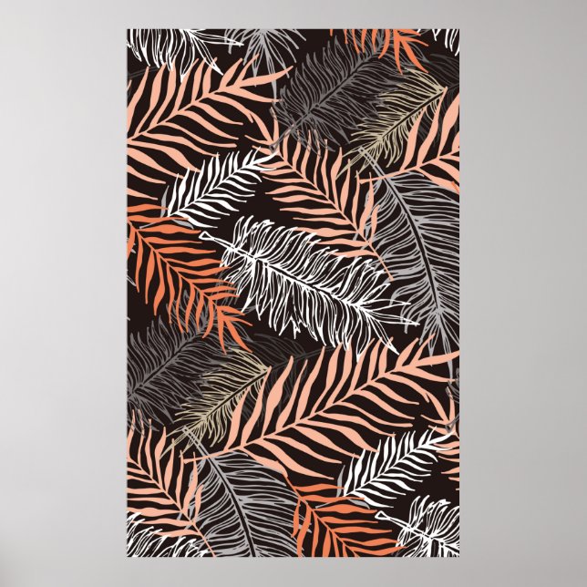 Handgezeichnete Doodle-Palm-Blätter Poster (Vorne)