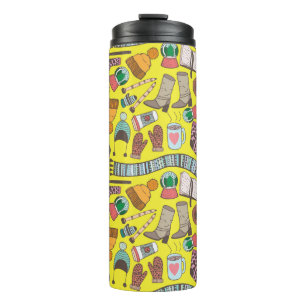 Handgezeichnete Doodle Skizze nahtlos Muster. Wint Thermosbecher
