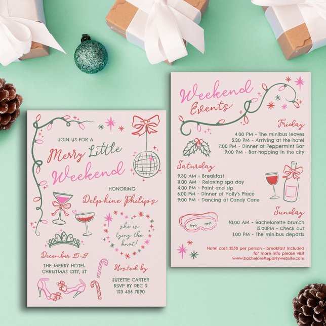 Handgezeichnete Doodles Fröhlicher Junggesellinnen Einladung (Von Creator hochgeladen)