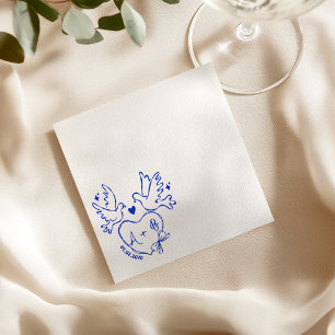 handgezeichnete Dove Heart individuelle Hochzeitss Serviette