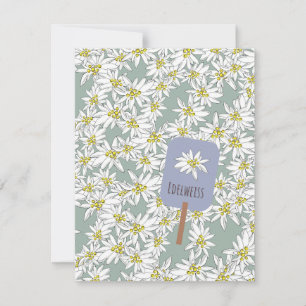Handgezeichnete Edelweiß Sound of Music Botanical Mitteilungskarte