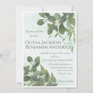 Handgezeichnete elegante botanische Hochzeitseinla Einladung