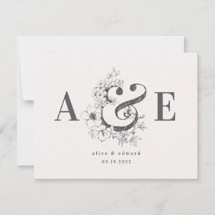 Handgezeichnete elegante Hochzeitseinladung mit Bl Ankündigung