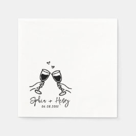 Handgezeichnete Elegante Moderne Cocktail Hochzeit Serviette