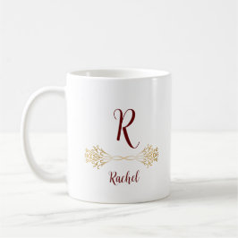 Handgezeichnete elegante Monogramm Name Goldener U Kaffeetasse