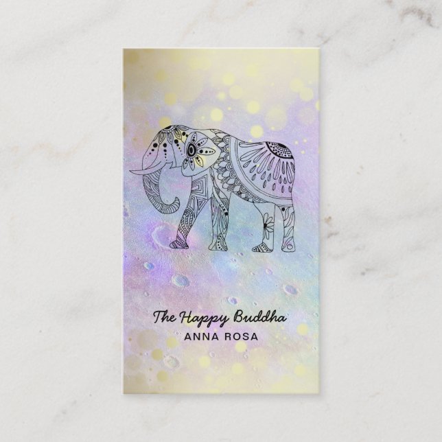 *~* Handgezeichnete Elephant Gold Glitzer Buddha P Visitenkarte (Vorderseite)