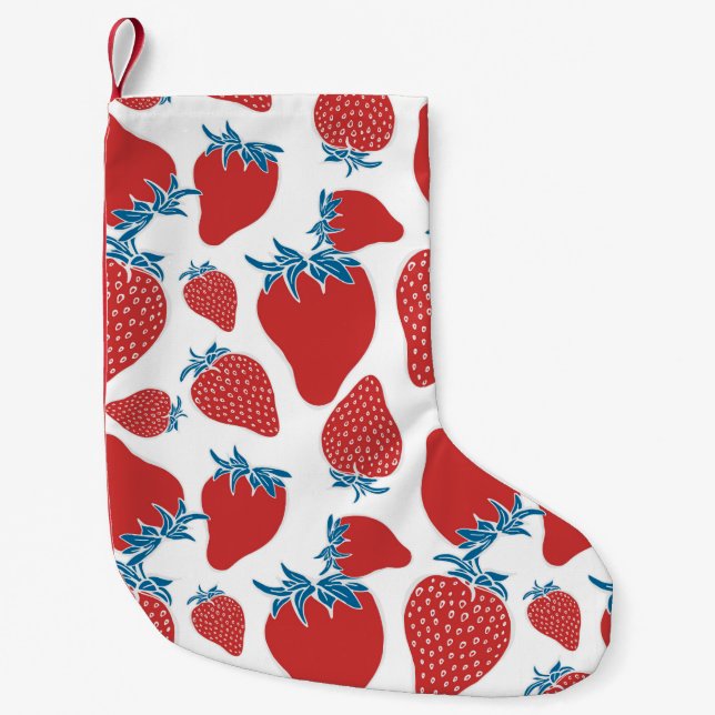 Handgezeichnete Erdbeeren nahtlos Muster. hintergr Kleiner Weihnachtsstrumpf (Vorderseite)