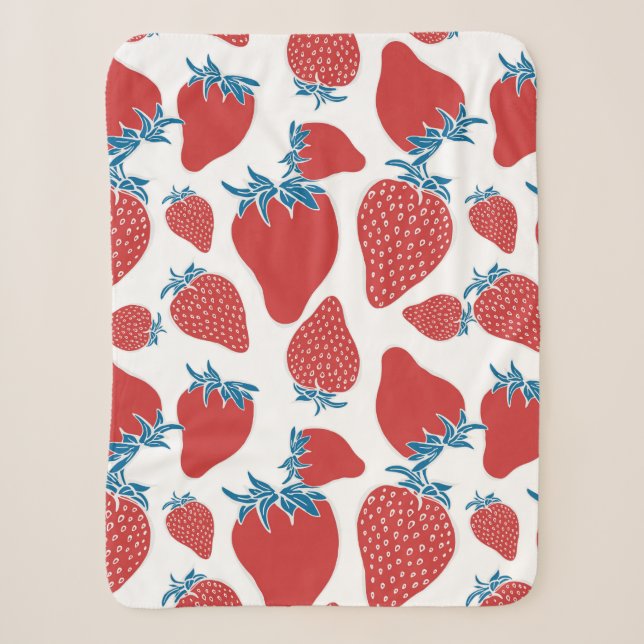 Handgezeichnete Erdbeeren nahtlos Muster. hintergr Sherpadecke (Vorderseite)
