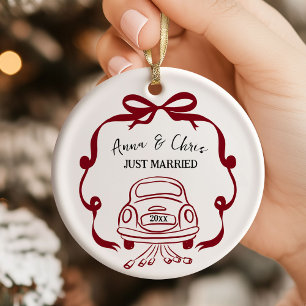 Handgezeichnete erste Weihnachten Verheiratet Keramik Ornament