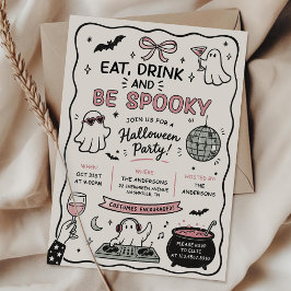 Handgezeichnete Essen Trinken und Gruselige Hallow Einladung