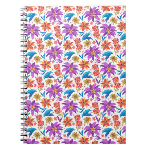 Handgezeichnete farbenfrohe exotische Blumengestal Notizblock