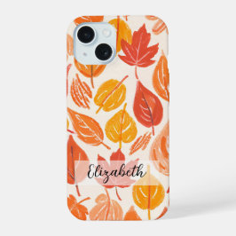 Handgezeichnete farbige Herbstlaube Herbst iPhone 15 Hülle