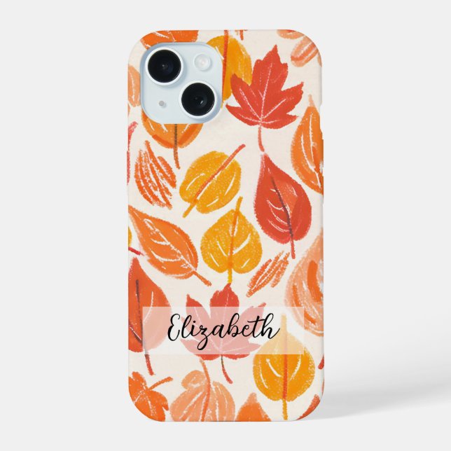 Handgezeichnete farbige Herbstlaube Herbst iPhone 15 Hülle (Rückseite)