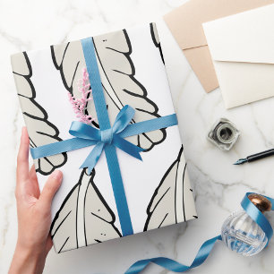 Handgezeichnete Federn Minimalistische Natur Geschenkpapier