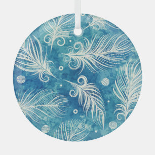 Handgezeichnete Federn: Nahtloses Muster Ornament Aus Glas