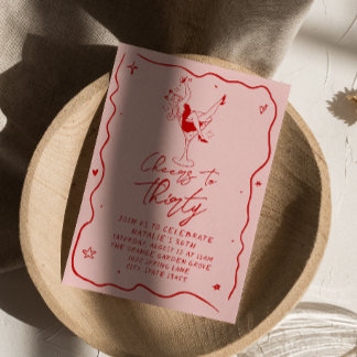 Handgezeichnete Feiern zu dreißig Quirky 30. Gebur Einladung