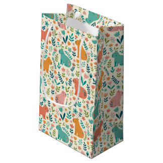 Handgezeichnete Floral Capybara-Geschenktasche Kleine Geschenktüte
