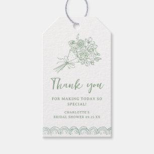 Handgezeichnete Florale Danke Brautparty Geschenkanhänger