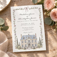 Handgezeichnete florale französische Chateau-Garte