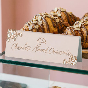 Handgezeichnete florale rosa süße Gebäck-Bäckerei- Tischaufsteller