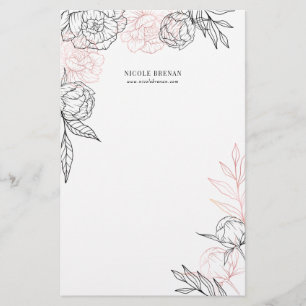 Handgezeichnete florale wunderliche personalisiert briefpapier