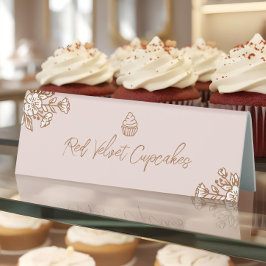 Handgezeichnete Florals Pink Cupcake Bakery Tresen Tischaufsteller