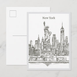 Handgezeichnete Freiheitsstatue New York Wahrzeich Postkarte