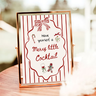 Handgezeichnete fröhliche kleine Cocktail-Weihnach Poster