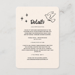 Handgezeichnete Funky Doodle Hochzeitsdetails Begleitkarte