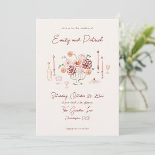 Handgezeichnete funky skurrile Hochzeit Einladung
