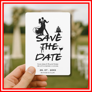 Handgezeichnete funky-whimsical-minimalistische Ho Save The Date