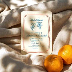 Handgezeichnete Funky Zeichnend Handschriftenhochz Einladung