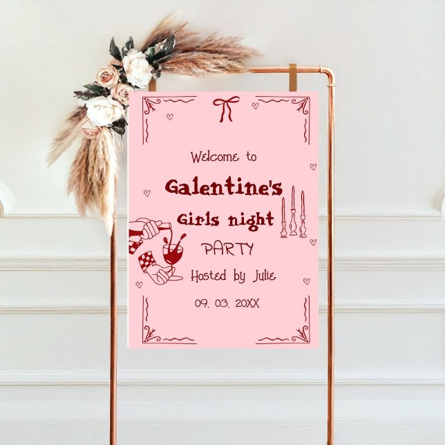 Handgezeichnete Galentine Girls Nacht Begrüßungsze Poster (Von Creator hochgeladen)