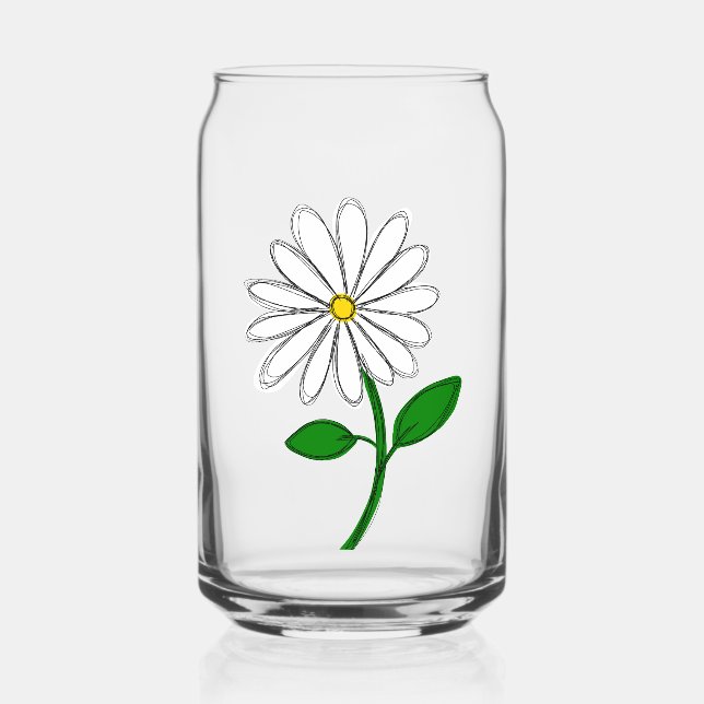 Handgezeichnete Gänseblümchen-Glasdose | Minimale  Dosenglas (Vorderseite)