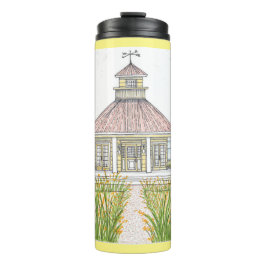 Handgezeichnete Gelbe Hütte Thermal Tumbler Thermosbecher
