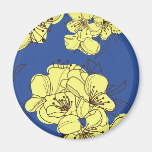 Handgezeichnete Gelbe Wilde Blume auf blau Magnet