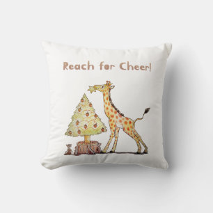 Handgezeichnete Giraffen-Weihnachtsbaum-Kunst Kissen