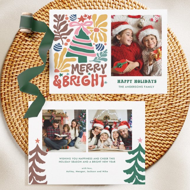 Handgezeichnete, glatte Retrofamilie Feiertagskarte (Von Creator hochgeladen)