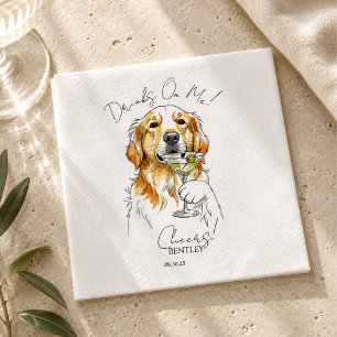 Handgezeichnete Golden Retriever Martini Offene Ba Serviette