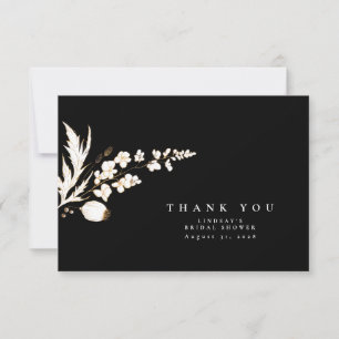 Handgezeichnete goldene Wildblumen Elegante Dankes Dankeskarte