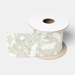 Handgezeichnete goldene Wildblumen elegante Salbei Satinband